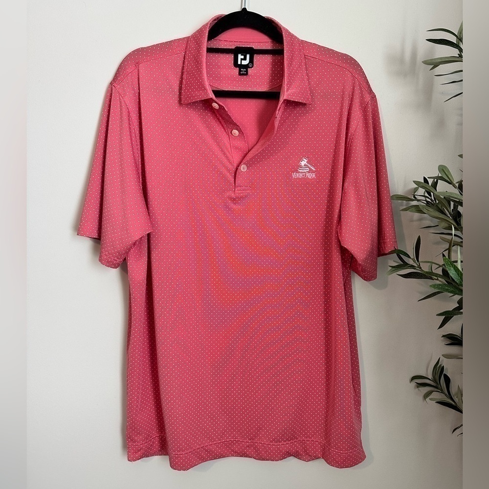 FootJoy Golf Polo Men size Large‎ L Red Dot FJ Shirt